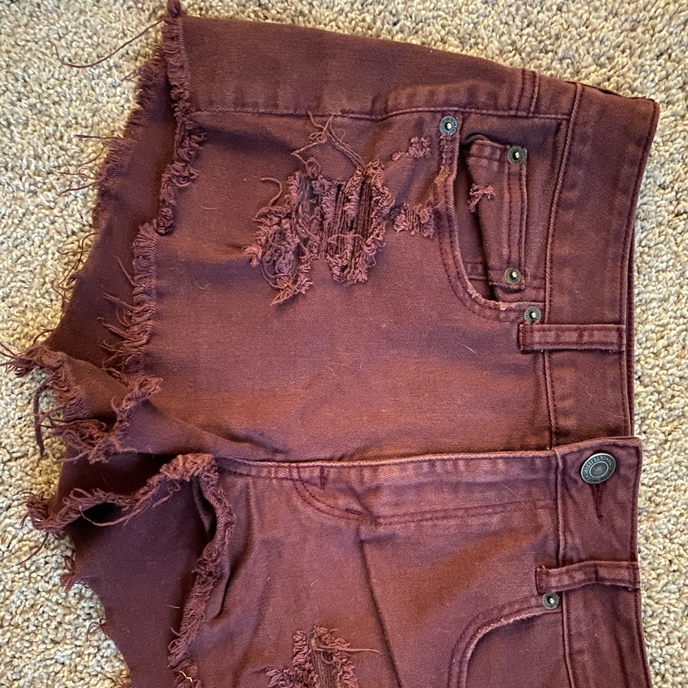 American Eagle Maroon high waisted shorts